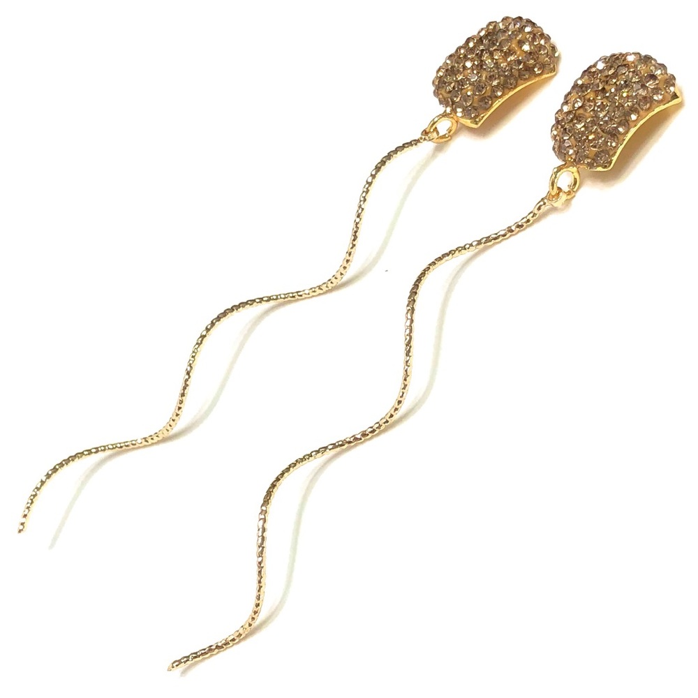 Earrings, champagne gold tadpole twists